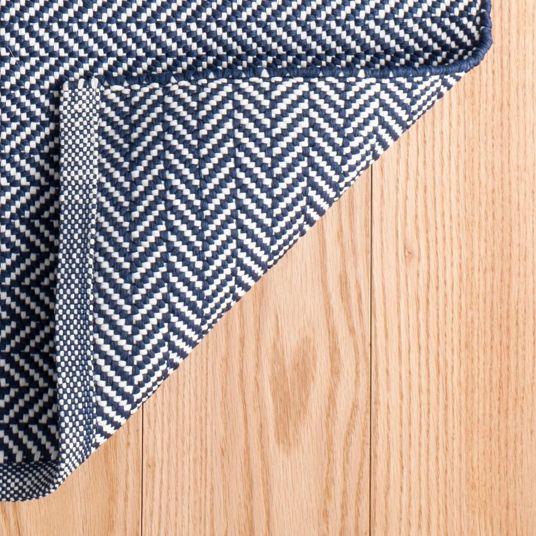 Herringbone Navy/Ivory Handwoven Indoor/Outdoor Rug Rug By Annie Selke