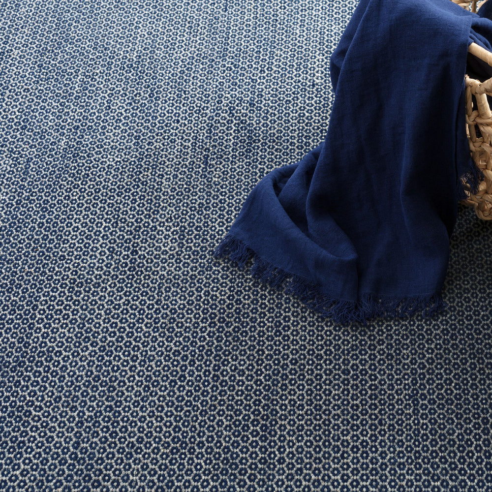 Honeycomb Indigo/Grey Handwoven Wool Rug Rug By Annie Selke