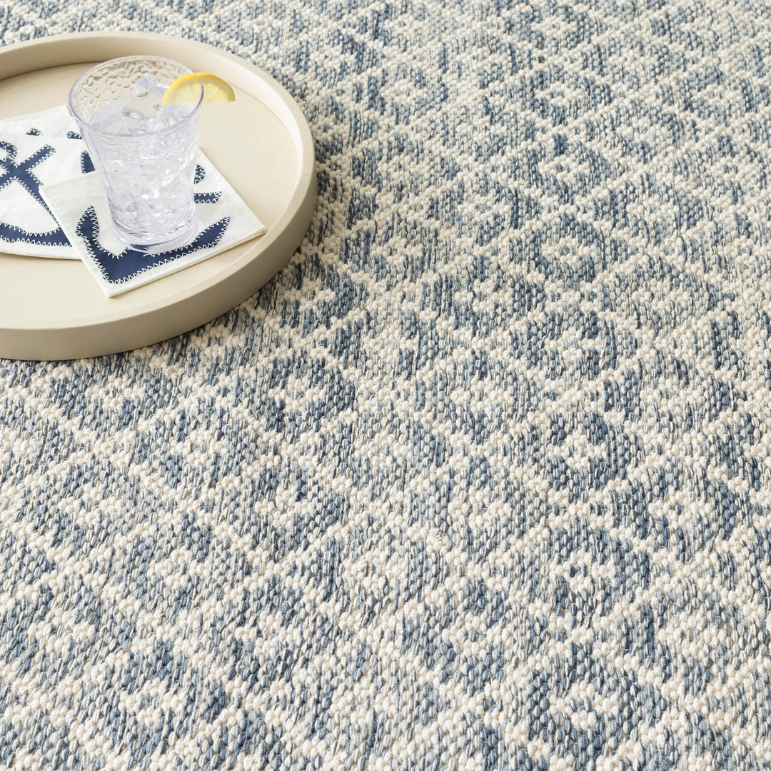 Melange Diamond Blue Handwoven Cotton Rug Rug By Annie Selke