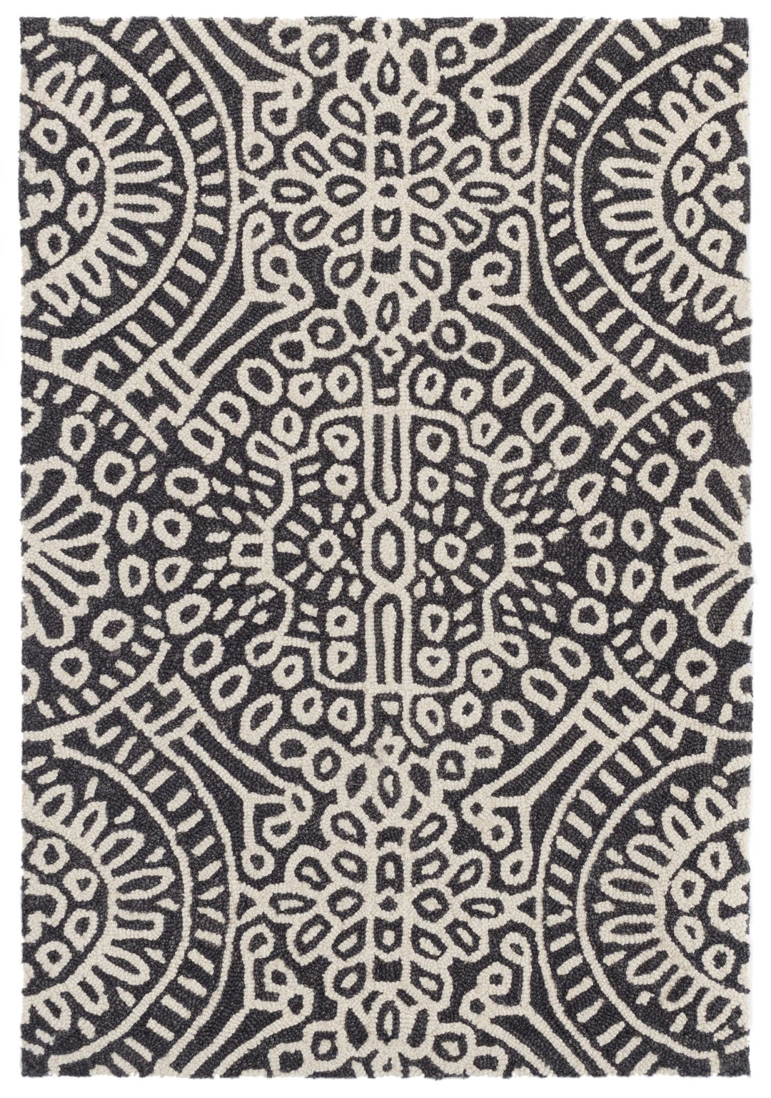 Temple Charcoal Hand Micro Hooked Wool Rug Rug By Annie Selke