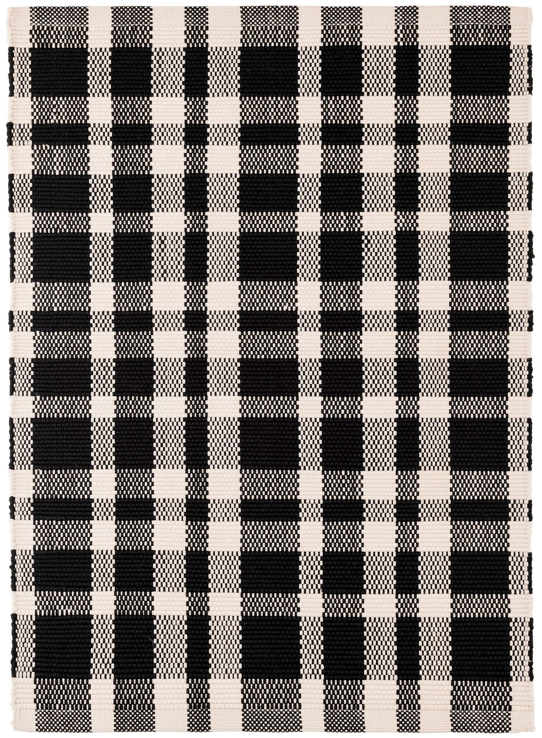 Tattersall Black Handwoven Indoor/Outdoor Rug Rug By Annie Selke