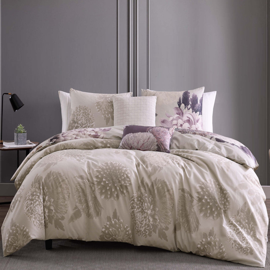 Bebejan Dahlia Purple 5 Piece Reversible Comforter Set - Final Sale Comforter Sets By US Office - Latest Bedding