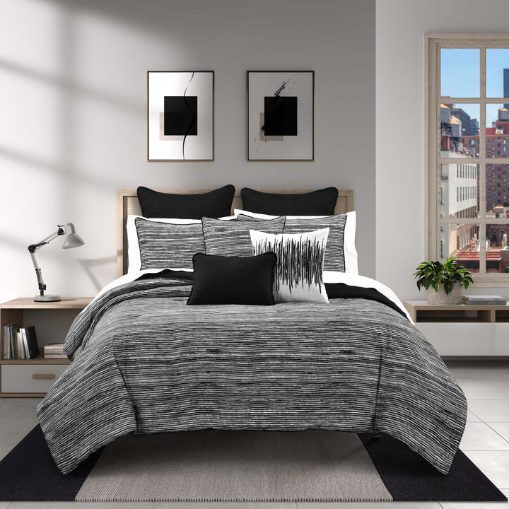 Dalton Black 3 Piece Comforter Set Comforter Sets By J. Queen New York