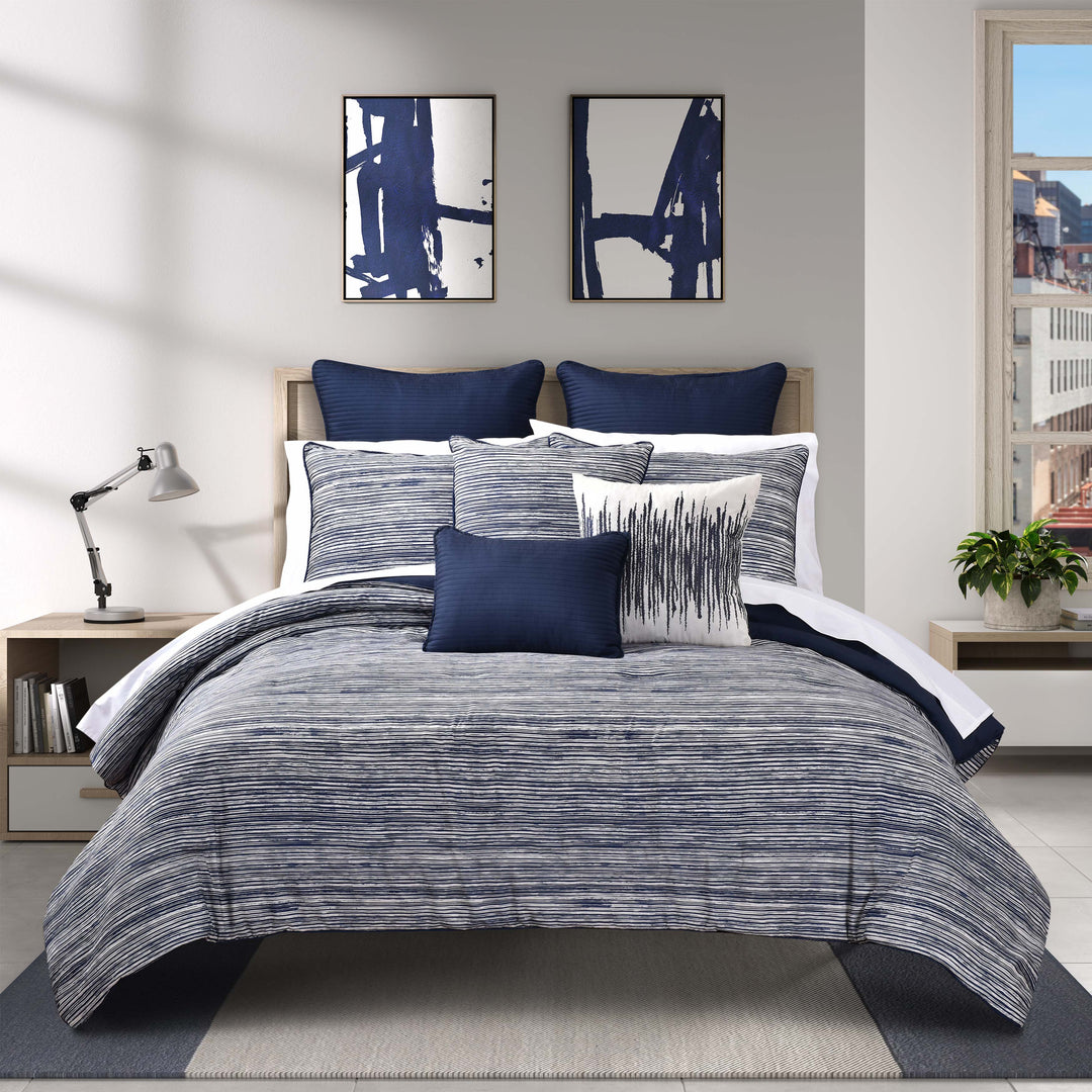 Dalton Navy 3 Piece Comforter Set Comforter Sets By J. Queen New York