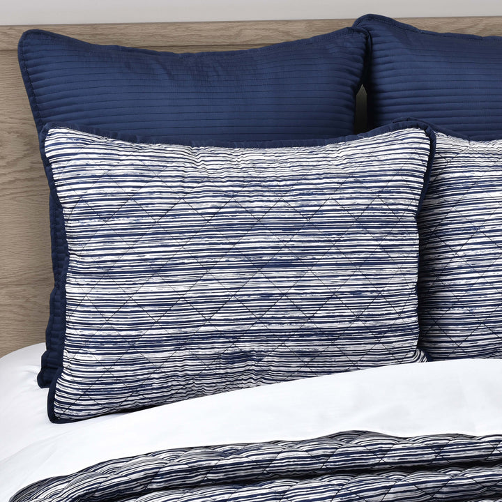 Dalton Navy 3 Piece Quilt Set Quilt Sets By J. Queen New York