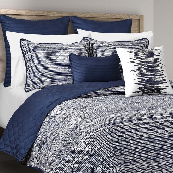 Dalton Navy 3 Piece Quilt Set Quilt Sets By J. Queen New York