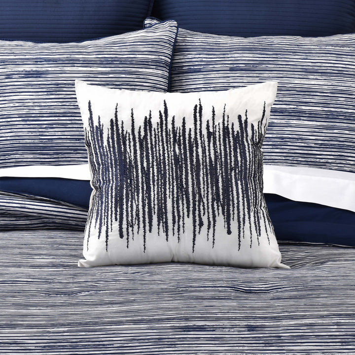 Dalton Navy Square Decorative Throw Pillow 18" x 18" Throw Pillows By J. Queen New York