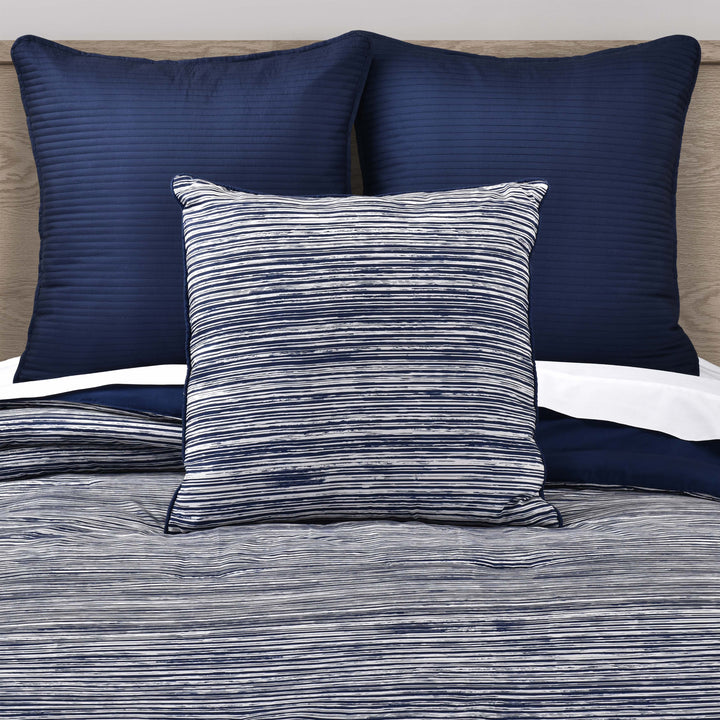 Dalton Navy Square Decorative Throw Pillow 20" x 20" Throw Pillows By J. Queen New York