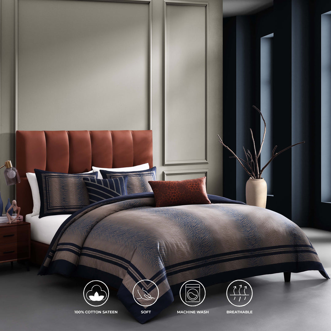 Bebejan Dark Blue Animal Prints 5 Piece Reversible Comforter Set Comforter Sets By Bebejan®