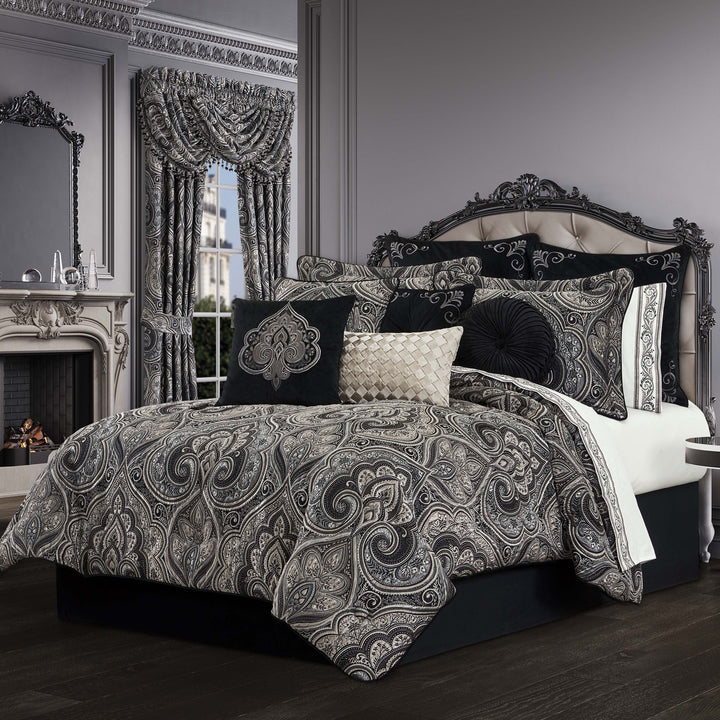 Davinci Black 4 Piece Comforter Set Comforter Sets By J. Queen New York