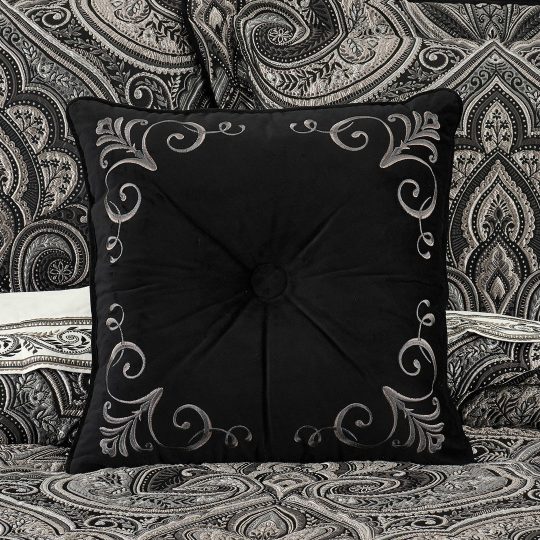 Davinci Black Square Decorative Throw Pillow 18" x 18" Throw Pillows By J. Queen New York