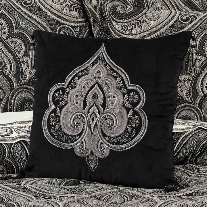 Davinci Black Square Decorative Throw Pillow 20" x 20" Throw Pillows By J. Queen New York