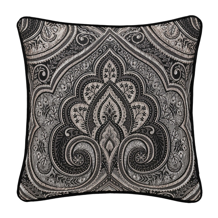 Davinci Black Square Decorative Throw Pillow 20" x 20" Throw Pillows By J. Queen New York