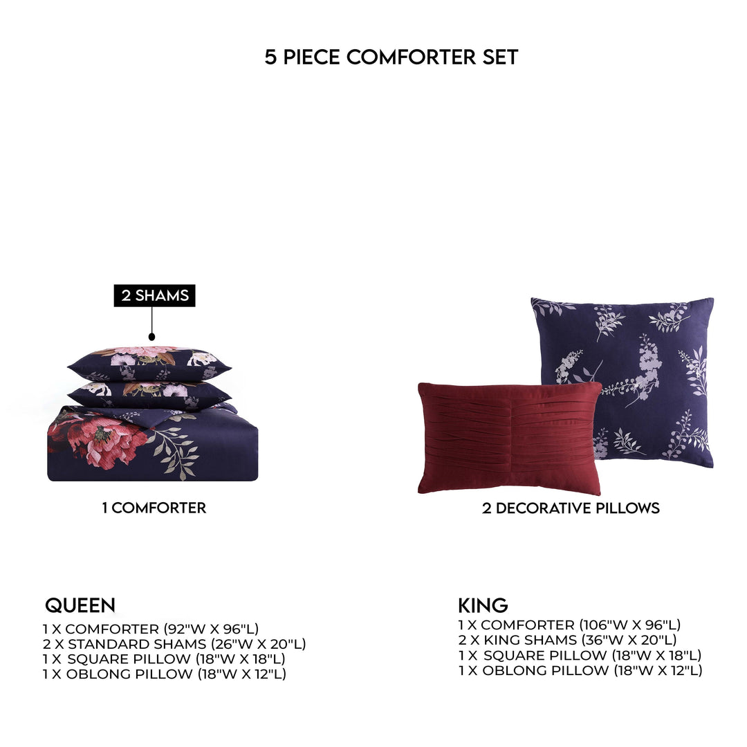 Bebejan Deep Purple Garden 5 Piece Reversible Comforter Set Comforter Sets By Bebejan®