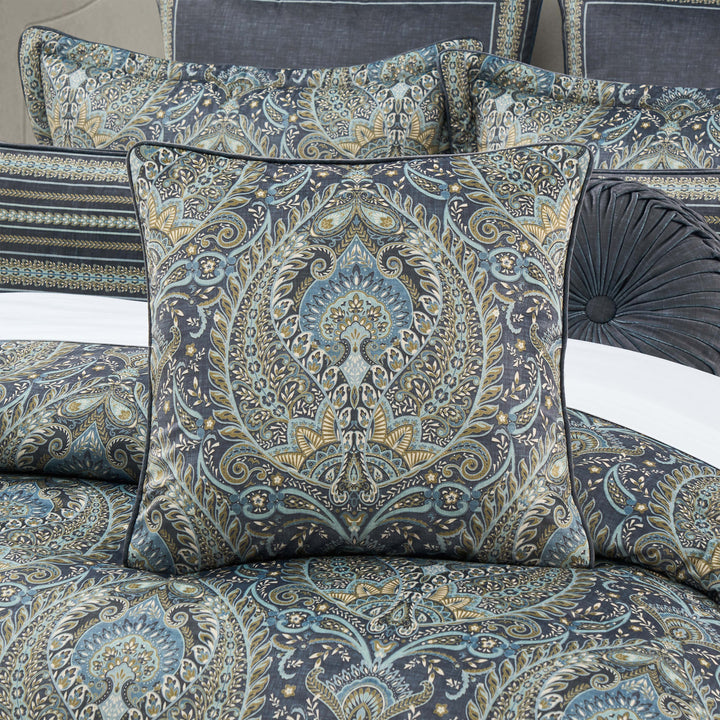 Destiny Blue Square Decorative Throw Pillow 20" x 20" Throw Pillows By J. Queen New York
