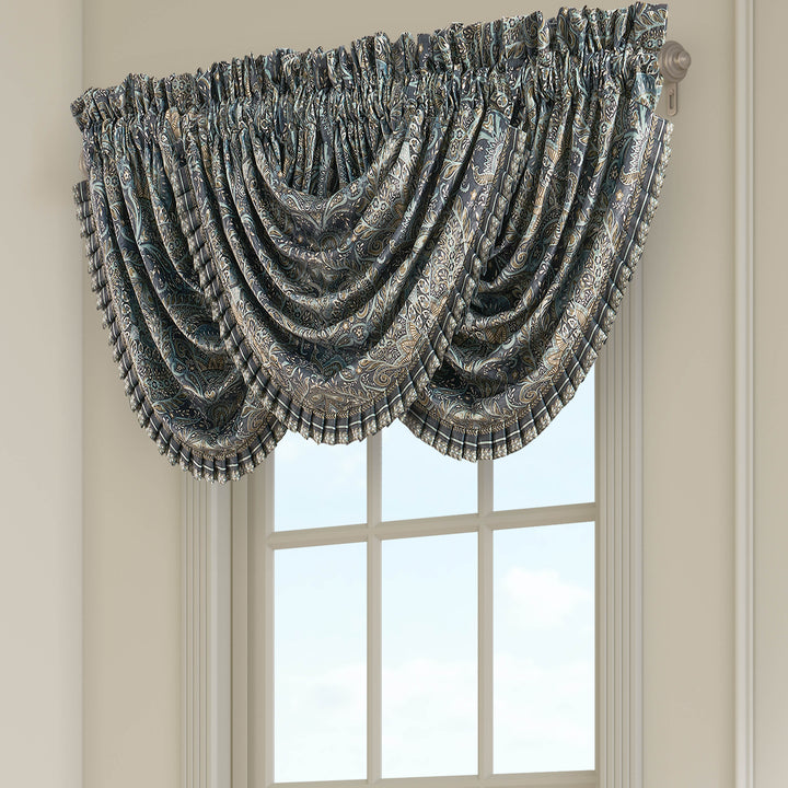 Destiny Blue Waterfall Window Valance Window Valances By J. Queen New York