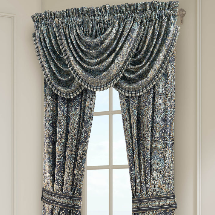 Destiny Blue Waterfall Window Valance Window Valances By J. Queen New York