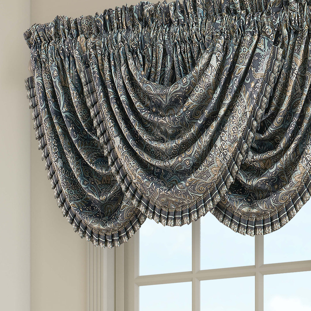 Destiny Blue Waterfall Window Valance Window Valances By J. Queen New York