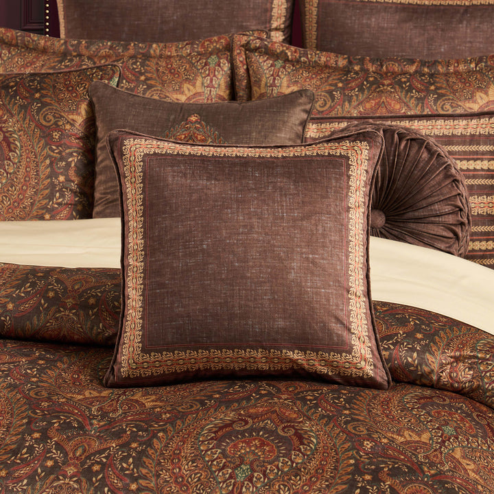 Destiny Chocolate Square Decorative Throw Pillow 18" x 18" Throw Pillows By J. Queen New York