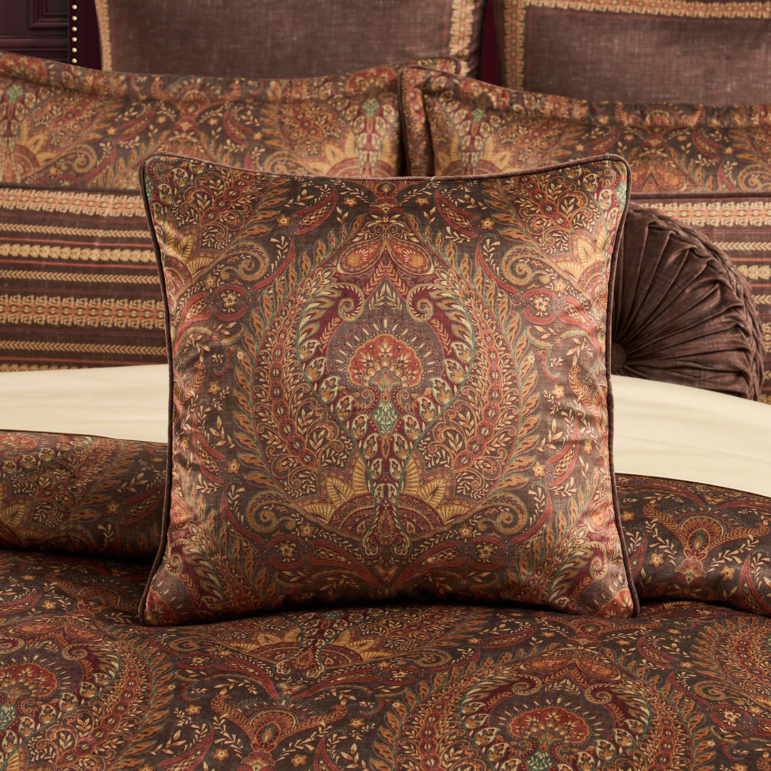 Destiny Chocolate Square Decorative Throw Pillow 20" x 20" Throw Pillows By J. Queen New York