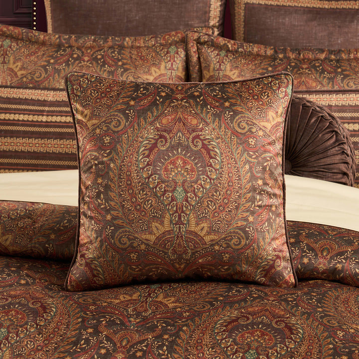 Destiny Chocolate Square Decorative Throw Pillow 20" x 20" Throw Pillows By J. Queen New York