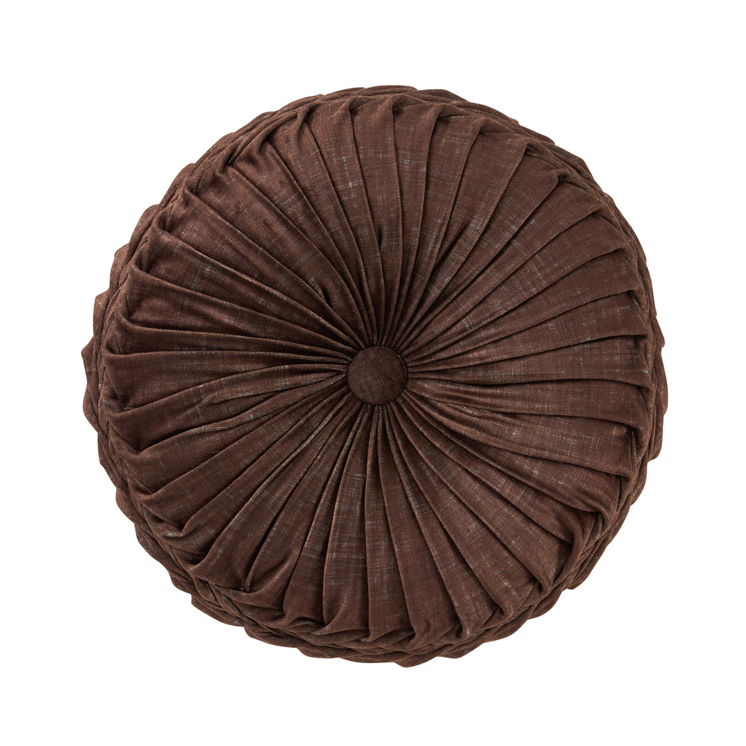 Destiny Chocolate Tufted Round Decorative Throw Pillow 15" x 15" Throw Pillows By J. Queen New York
