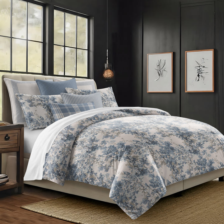 Dolce Blue Fog 8 Piece Comforter Set Comforter Sets By Colcha Linens