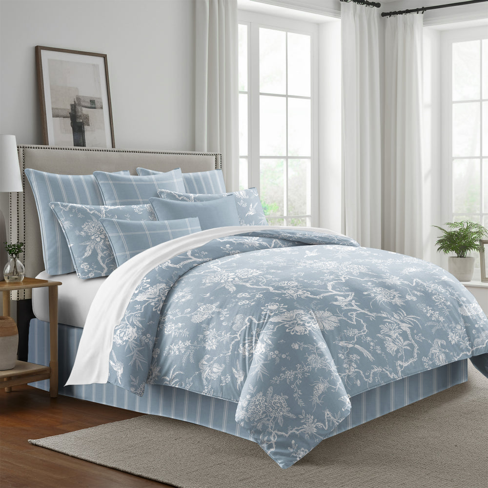 Elwood Cornflower Blue 8 Piece Comforter Set Comforter Sets By Colcha Linens