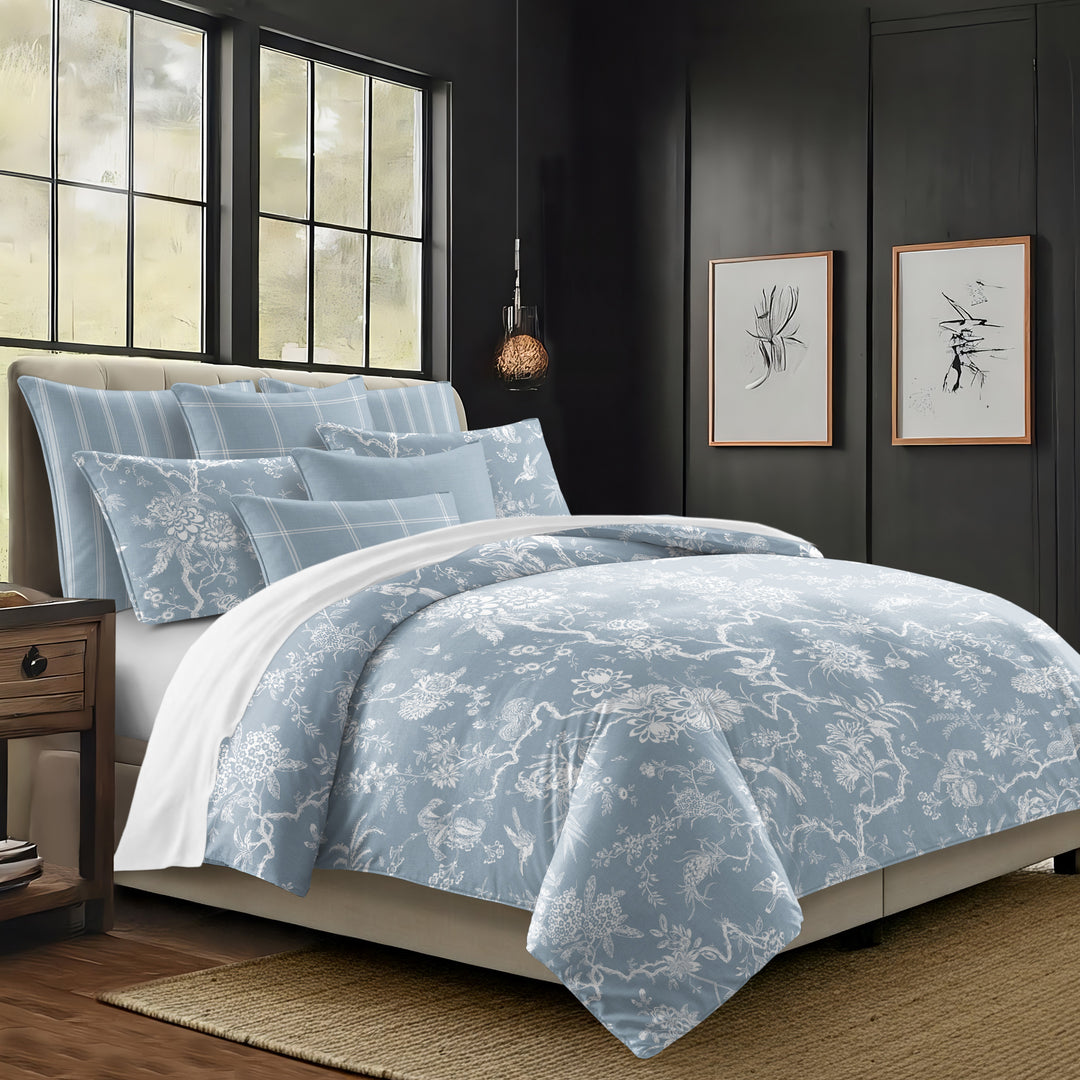 Elwood Cornflower Blue 8 Piece Duvet Cover Set Duvet Covers By Colcha Linens