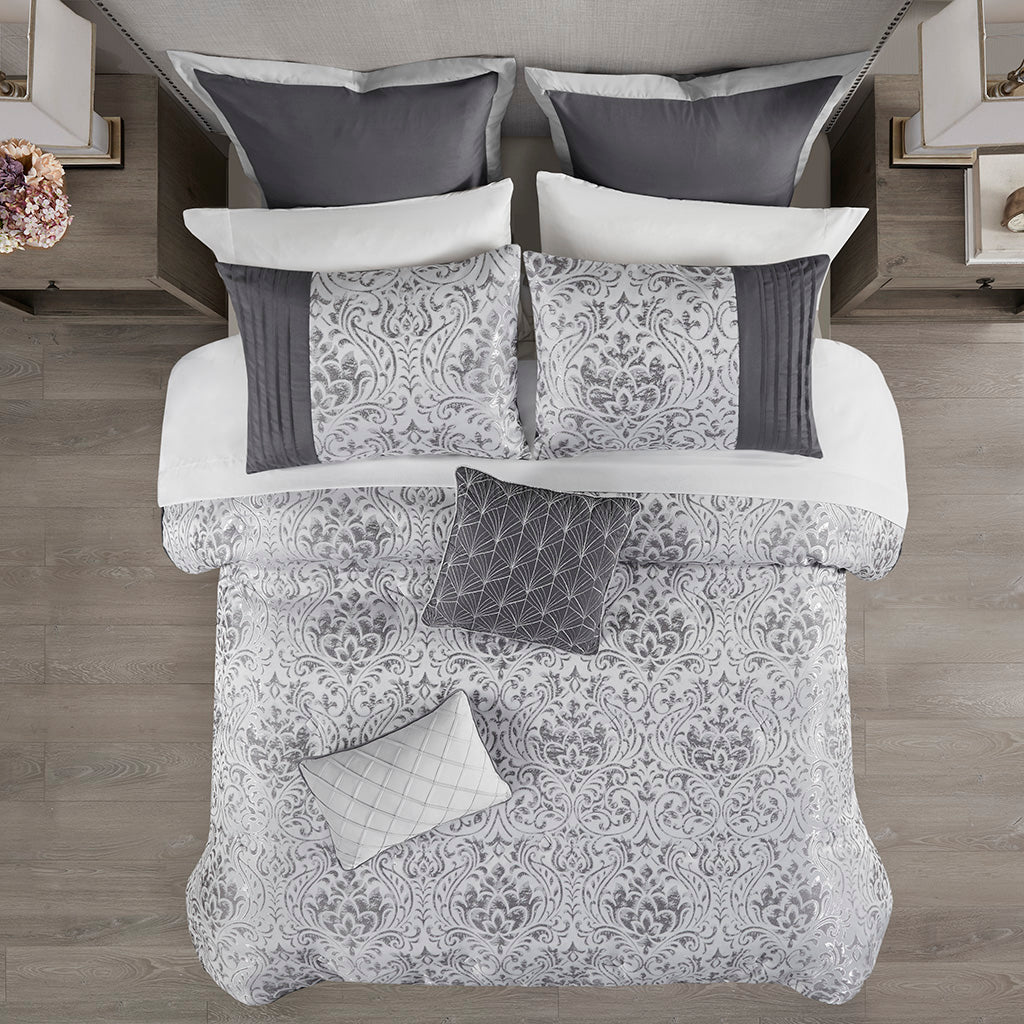 Emilia Silver 12 Piece Comforter Set Comforter Sets By JLA HOME/Olliix (E & E Co., Ltd)