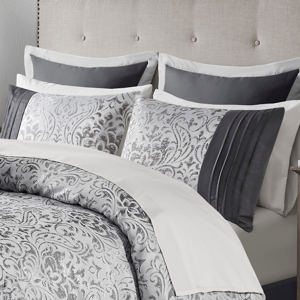 Emilia Silver 12 Piece Comforter Set Comforter Sets By JLA HOME/Olliix (E & E Co., Ltd)