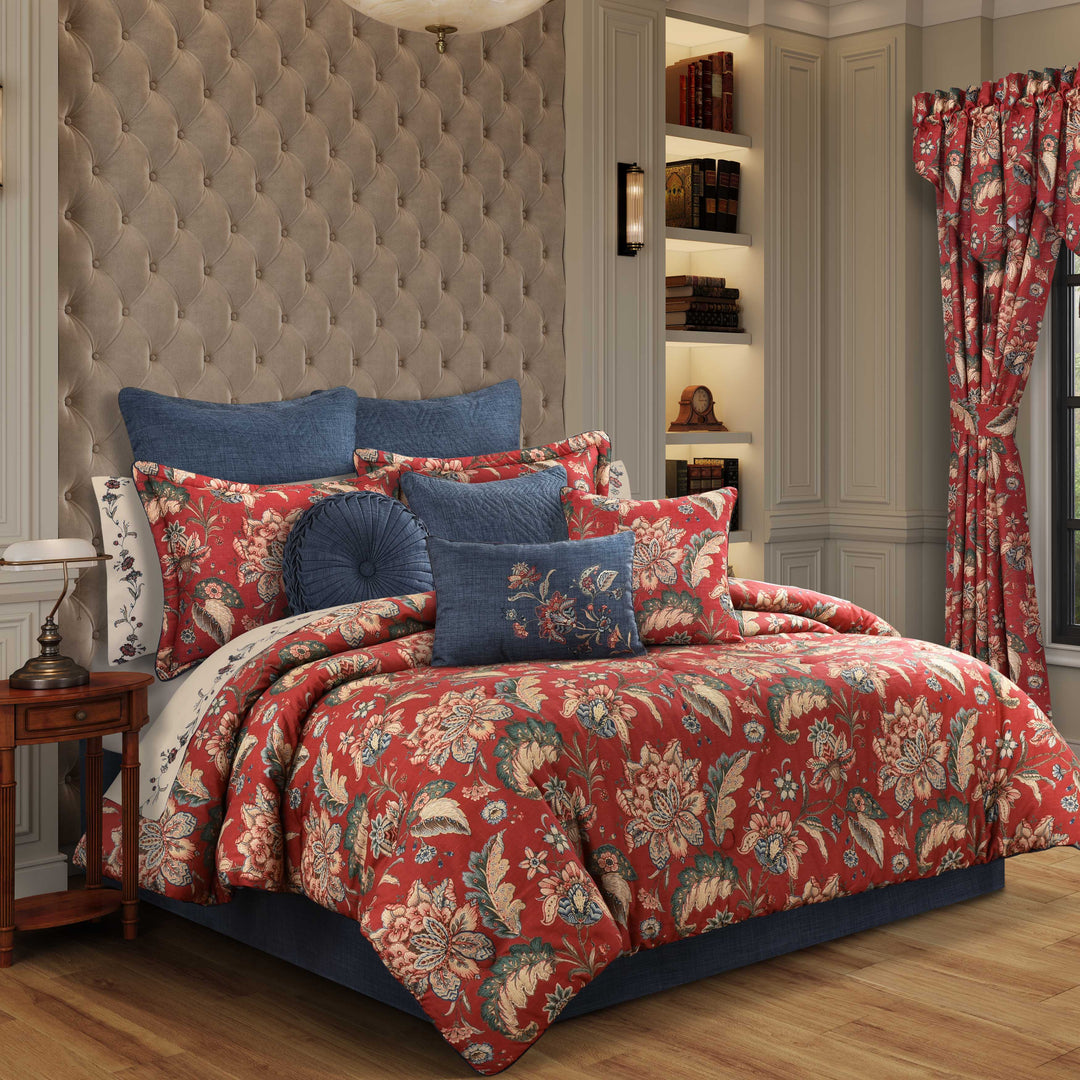 Enchanted Garden Red 4 Piece Comforter Set Comforter Sets By J. Queen New York