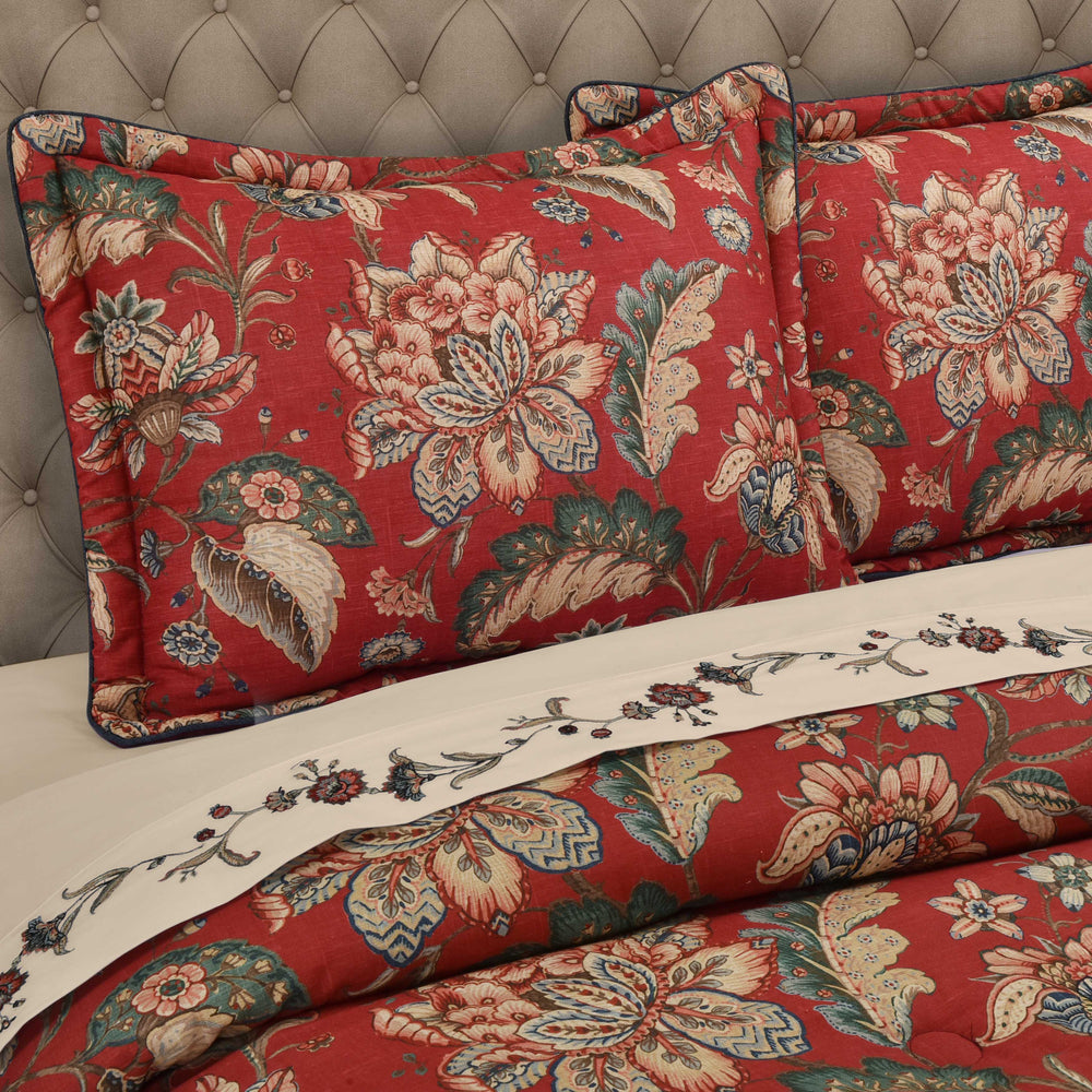 Enchanted Garden Red 4 Piece Comforter Set Comforter Sets By J. Queen New York