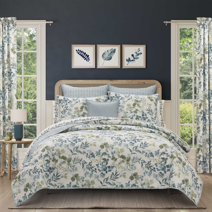 Evergreen Blue 3 Piece Quilt Set Quilt Sets By J. Queen New York