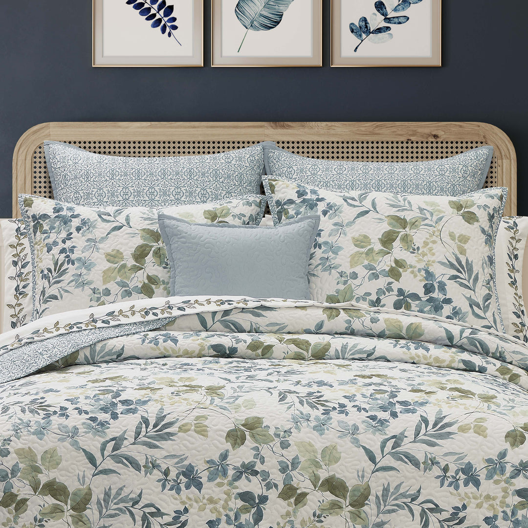 Evergreen Blue 3 Piece Quilt Set Quilt Sets By J. Queen New York