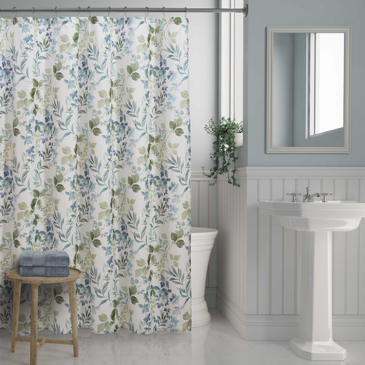 Evergreen Blue Shower Curtain Shower Curtain By J. Queen New York