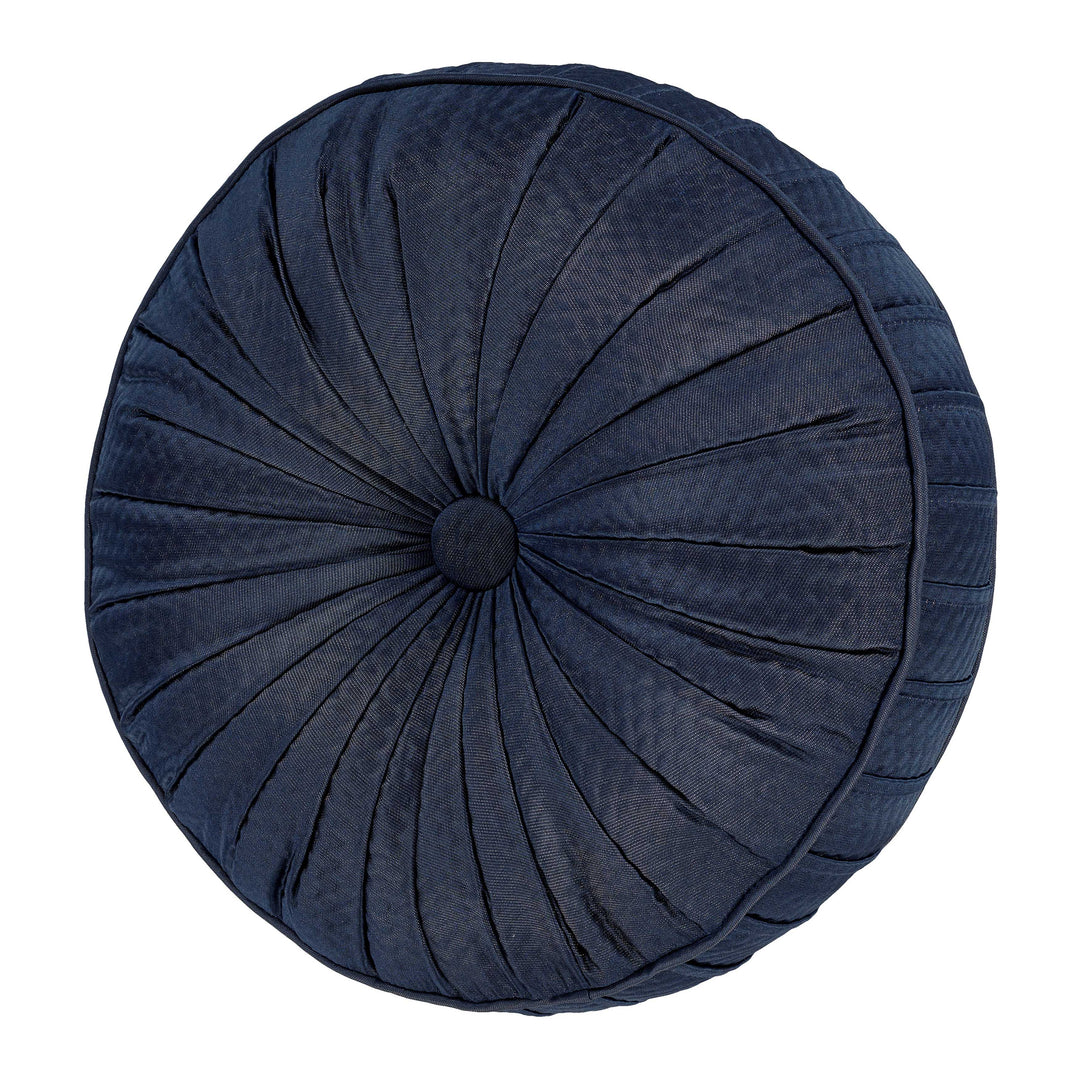 Excelsior Royal Blue Tufted Round Decorative Throw Pillow 15" x 15" Throw Pillows By J. Queen New York