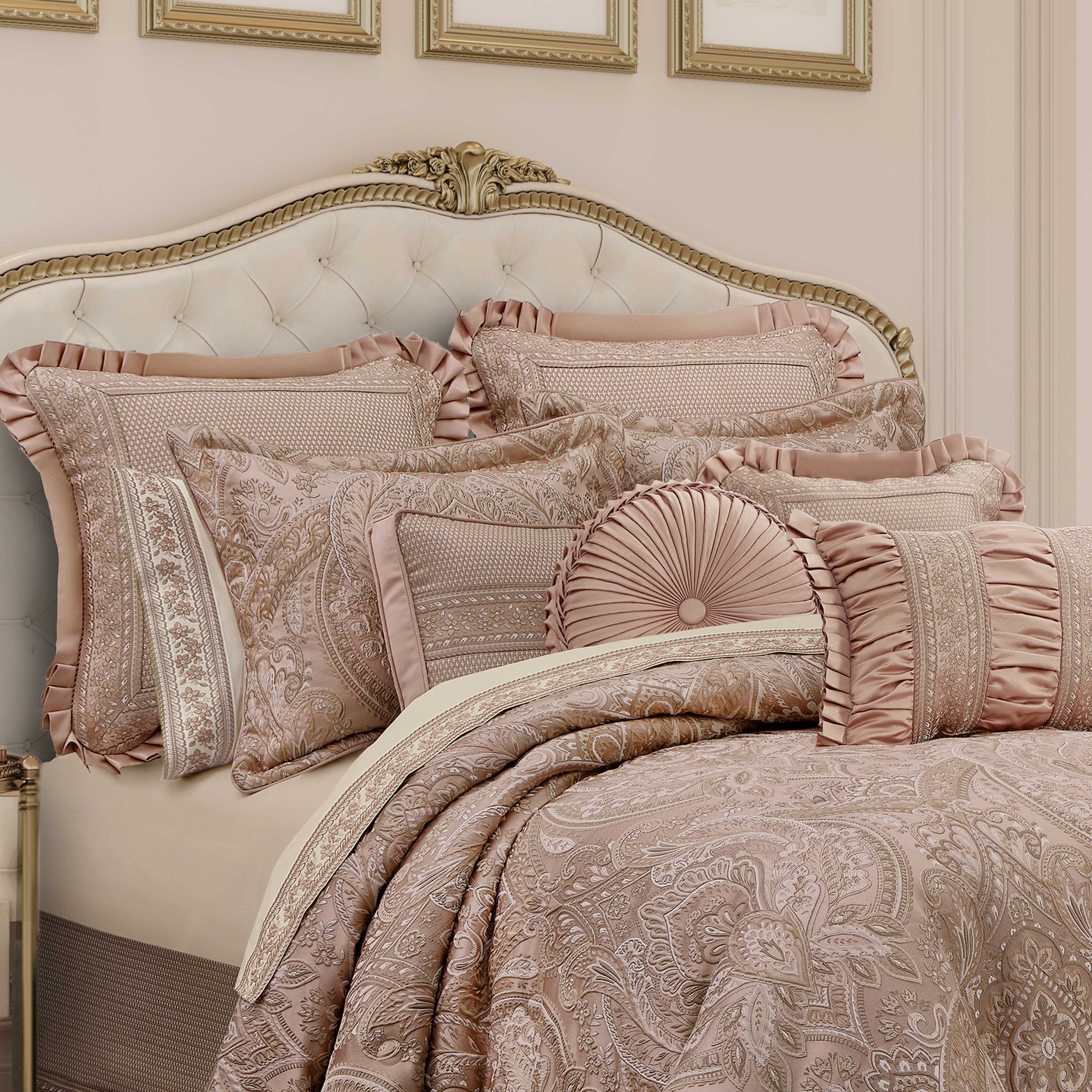 J. Queen New popular York Floral Park 100% Cotton KING Comforter Set in Blush