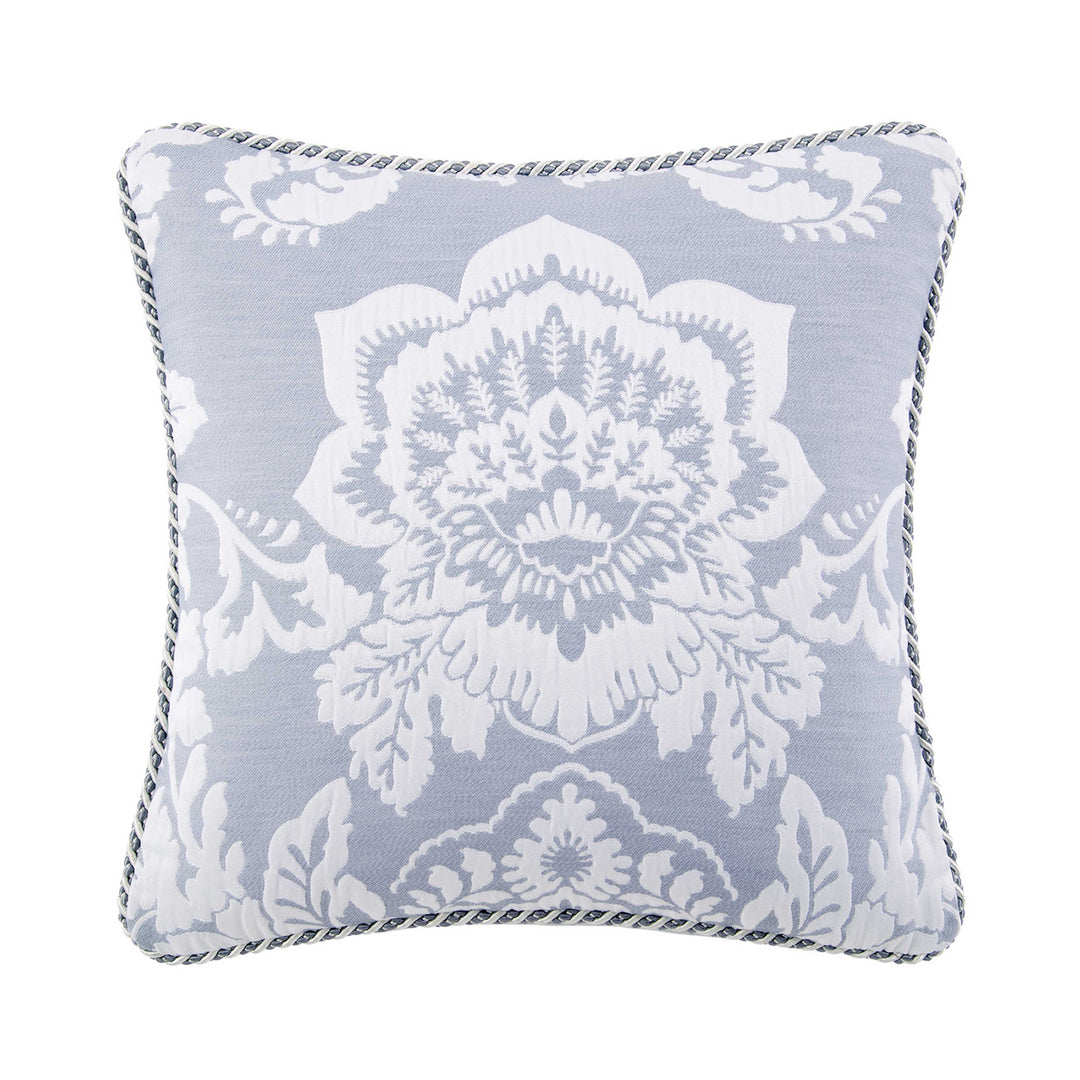 Floral Damask Periwinkle Square Decorative Throw Pillow 18" x 18" Throw Pillows By P/Kaufmann