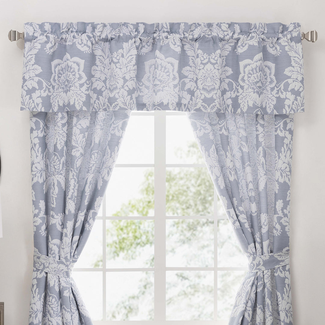 Floral Damask Periwinkle Straight Window Valance Window Valance By P/Kaufmann