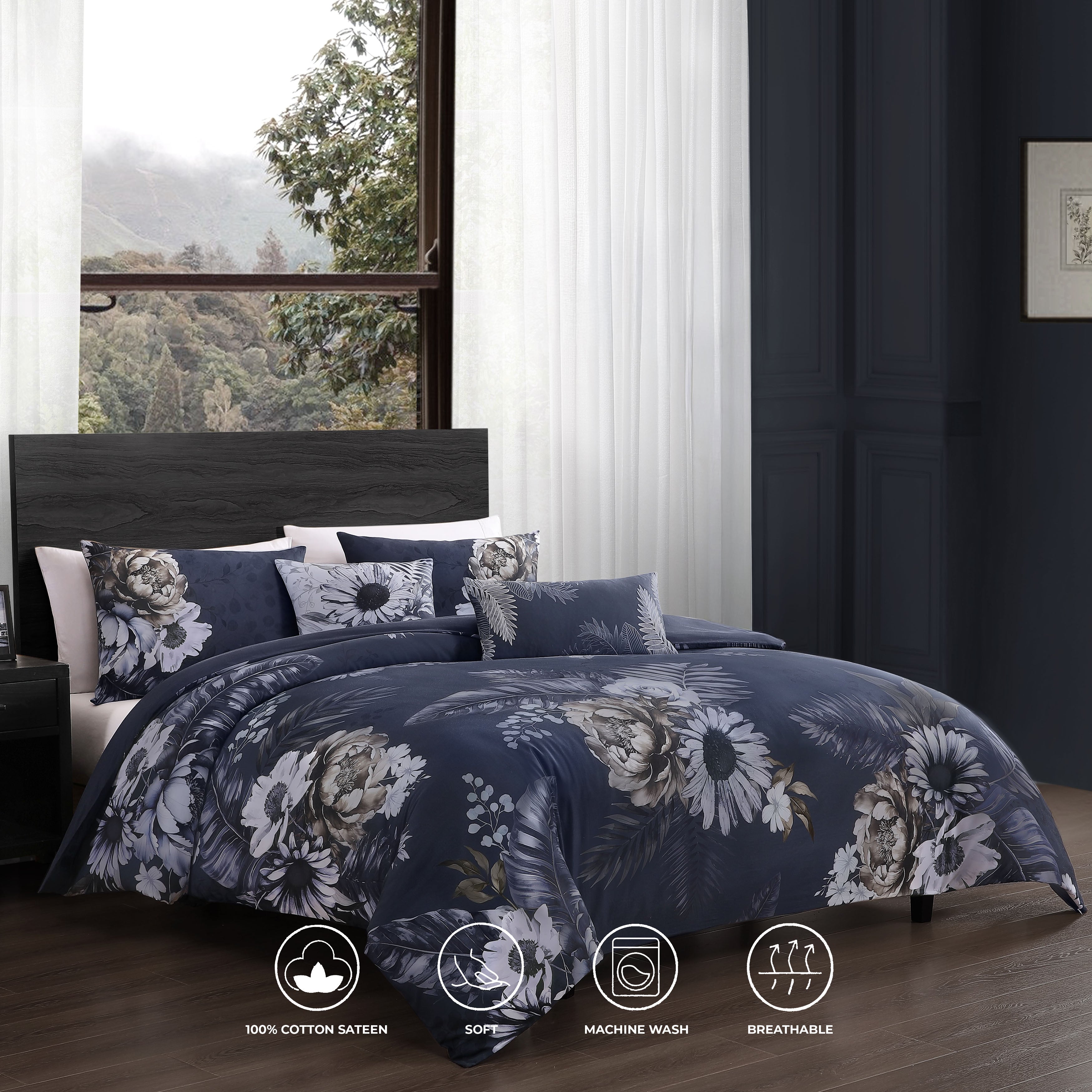 まみむめも極美品 グレースコンチネンタル レッキスリアルファーネイビー Bebejan Forget Me Not 5 Piece Reversible Comforter Set