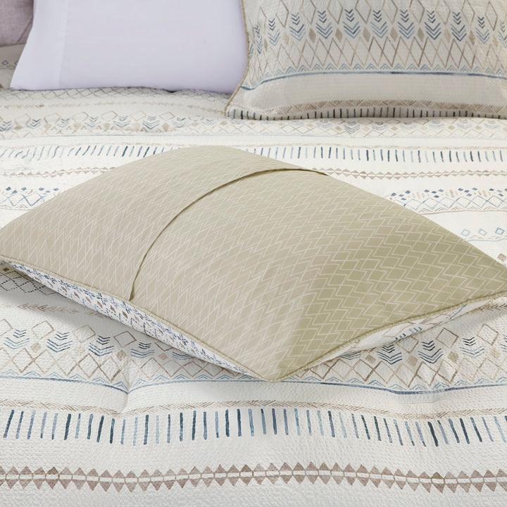 Fraser Taupe/Blue 5 Piece Comforter Set Comforter Sets By JLA HOME/Olliix (E & E Co., Ltd)