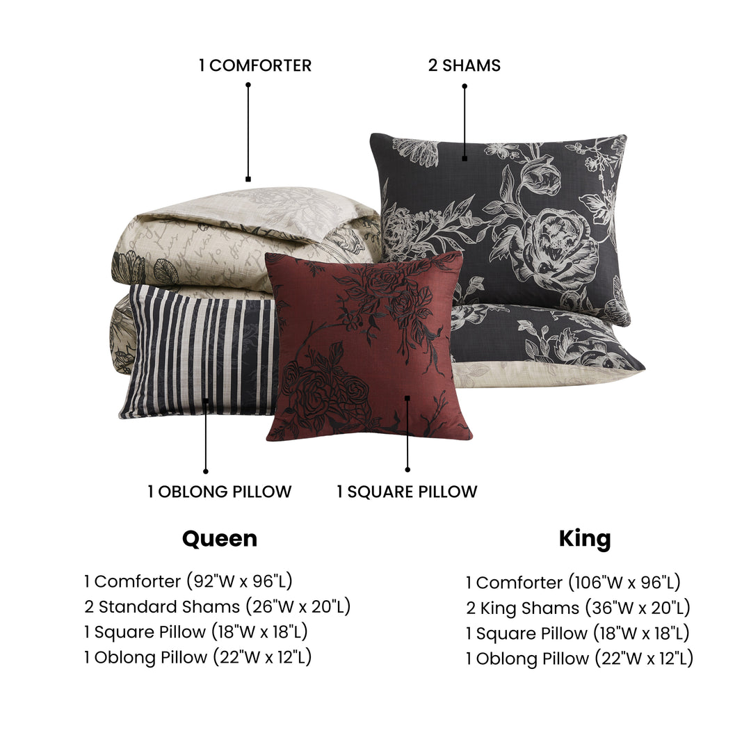Bebejan French Linen 5 Piece Reversible Comforter Set