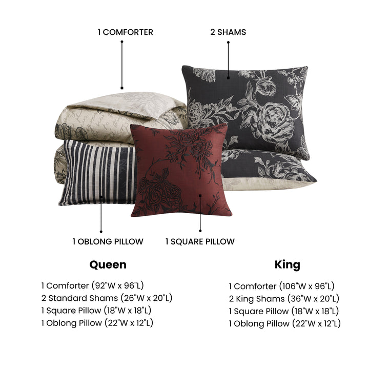 Bebejan French Linen 5 Piece Reversible Comforter Set