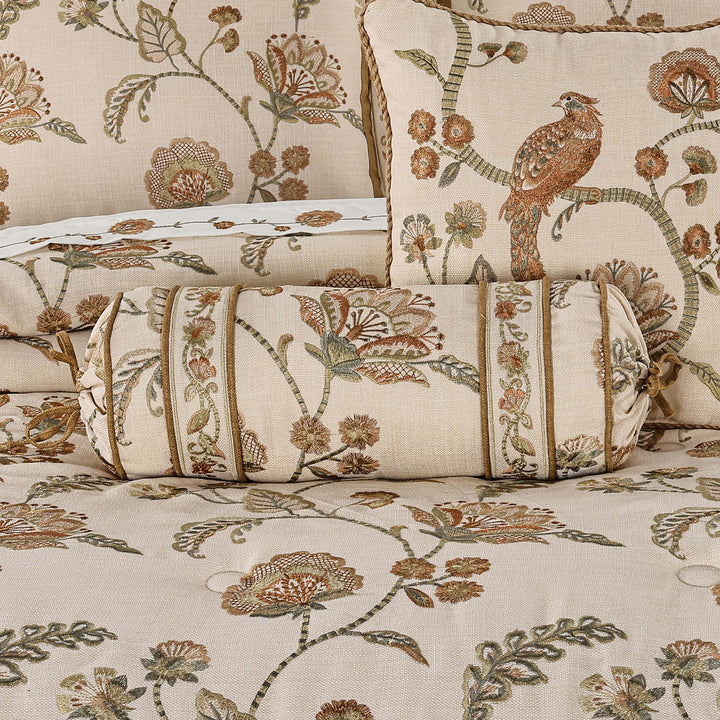 Garden Grove Apricot Bolster Decorative Throw Pillow 17" x 7" Throw Pillows By J. Queen New York