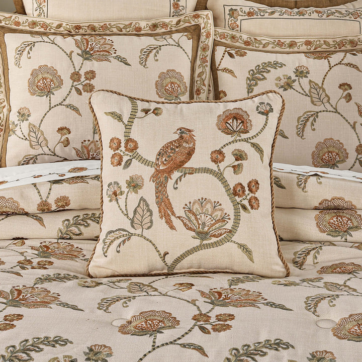 Garden Grove Apricot Square Decorative Throw Pillow 18" x 18" Throw Pillows By J. Queen New York