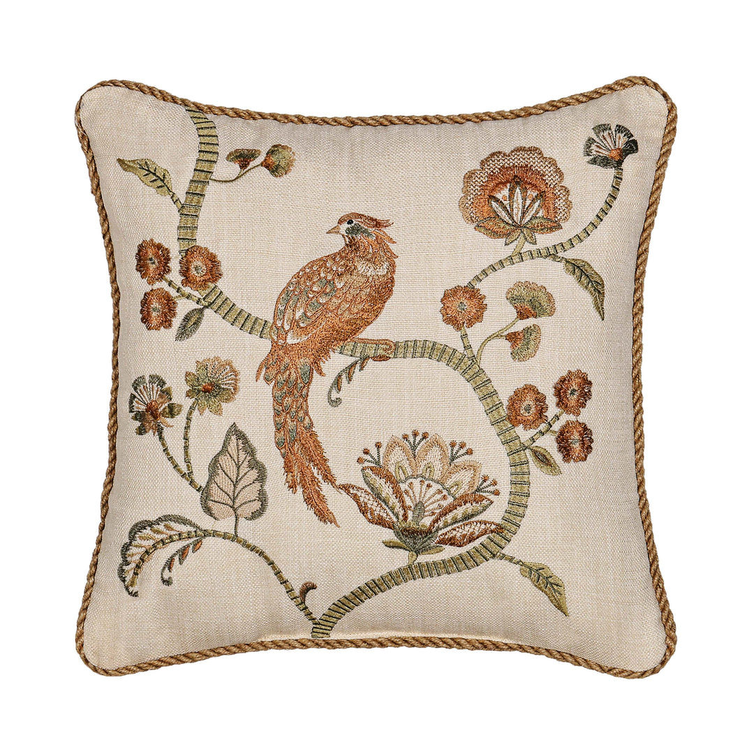 Garden Grove Apricot Square Decorative Throw Pillow 18" x 18" Throw Pillows By J. Queen New York