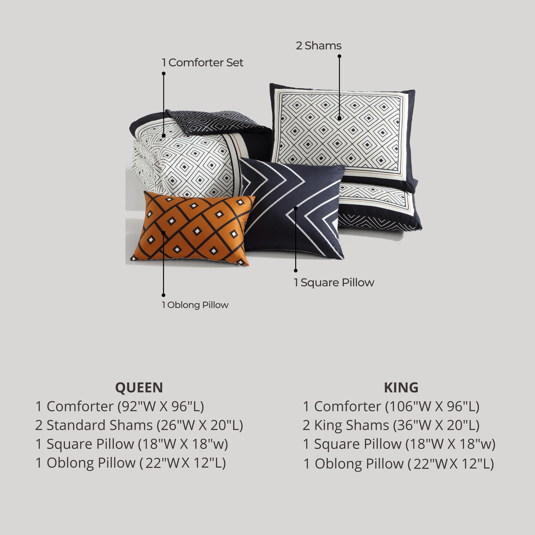 Bebejan Geometric Black & White 5 Piece Reversible Comforter Set Comforter Sets By Bebejan®