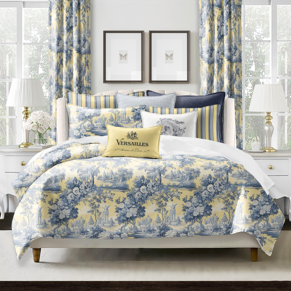 Giverny Toile Butter Yellow 8 Piece Duvet Cover Set Duvet Covers By Colcha Linens