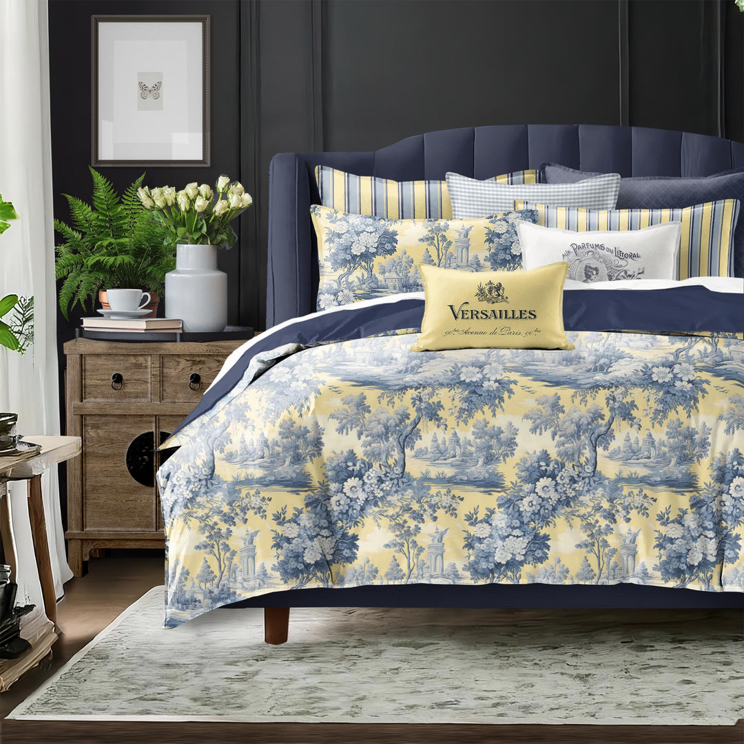 Giverny Toile Butter Yellow 8 Piece Duvet Cover Set Duvet Covers By Colcha Linens